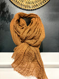 Foulard uni camel effiloché
