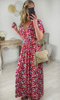 Robe Blanche à Fleurs Rouges