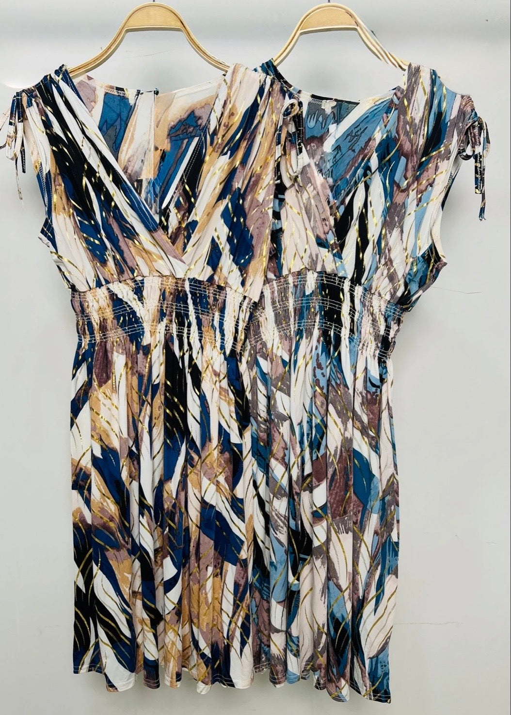 Robe Taille Unique – Imprimé Bleu Marine & Doré