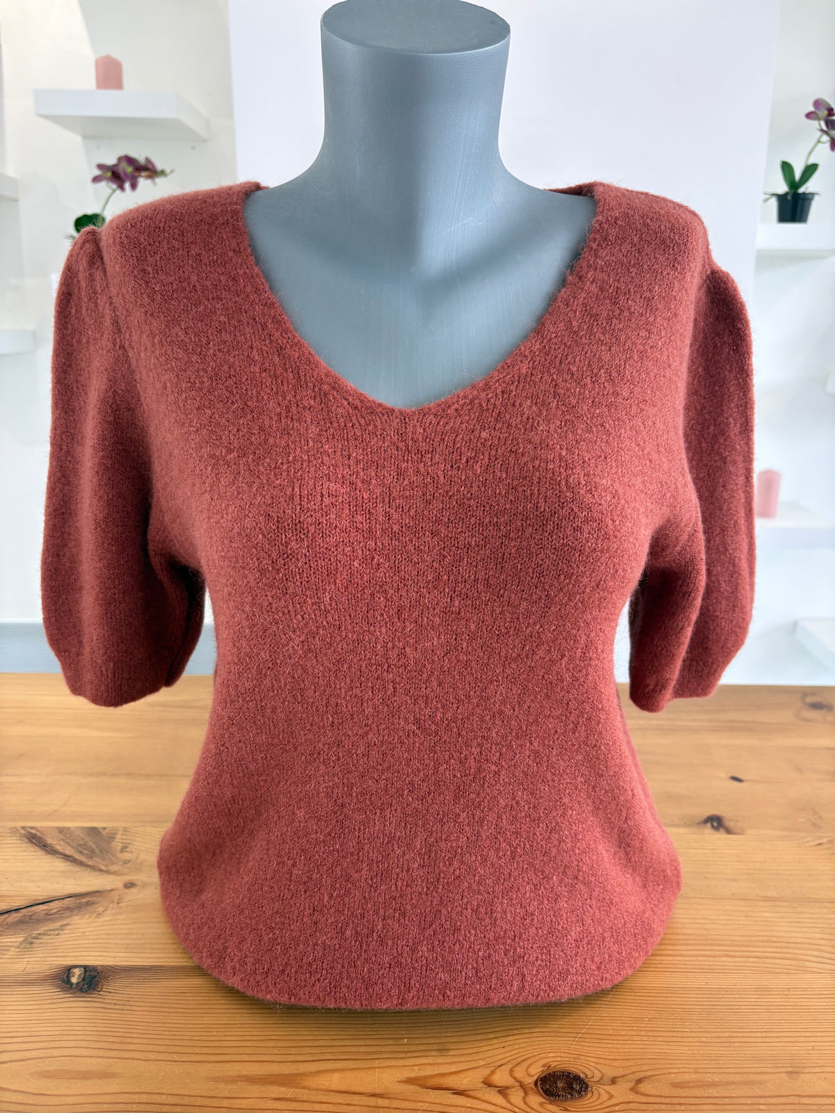 Pull Col en V Manches Courtes 10195